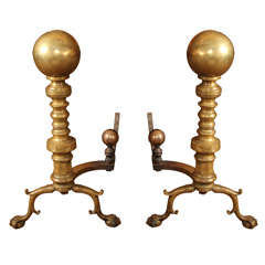 Antique Pair of Large English Andirons