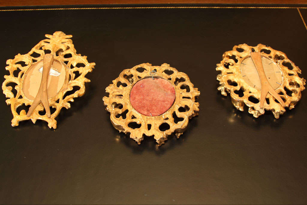 Set of Three Venetian Miniature Gilt Frames with Portraits 3
