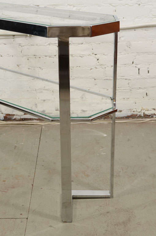 Chrome and Glass Console Table in the Manner of Milo Baughman In Good Condition For Sale In New York, NY