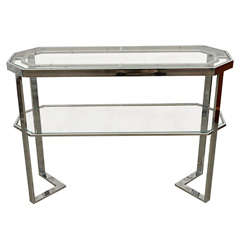 Chrome and Glass Console Table in the Manner of Milo Baughman