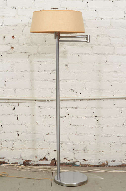 Classic Nessen swing arm floor map in a brushed nickel finish with original shade.  Located at ABC Home, 646-602-3519.