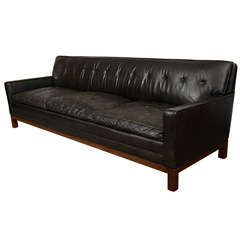 Classic Black Leather Sofa