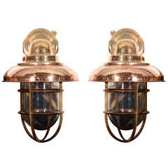 Pair of Copper & Brass Nautical Sconces