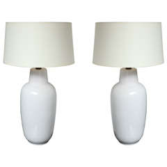 Pair of Pure White Table Lamps by Lee Rosen for Design Technics
