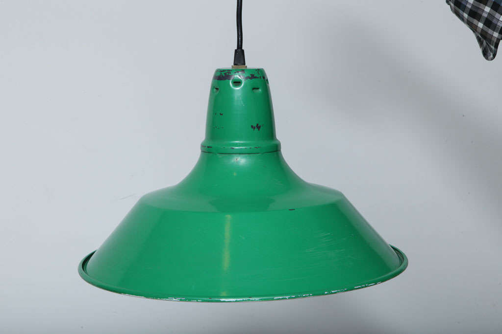 Pair of Vintage Industrial Enamel Light Shades