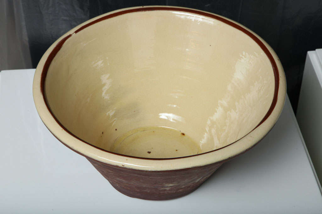 Pale Yellow Glazed Pottery Bowl