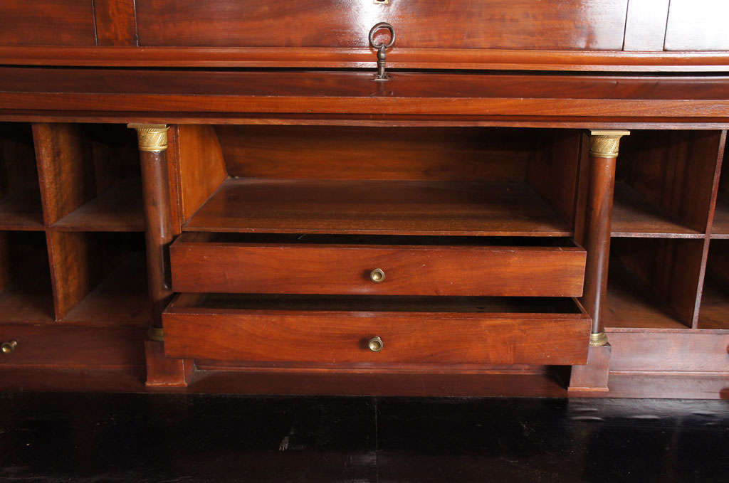 Brass French 19th Century Mahogany Desk For Sale