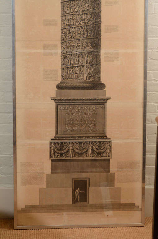 Italian 18th Century Piranesi Etching of the Column of Marcus Aurelius