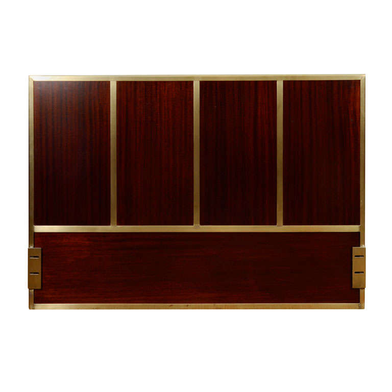 Paul McCobb full size walnut and brass headboard