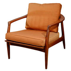 Milo Baughman Sculpted Solid Walnut Lounge Chair
