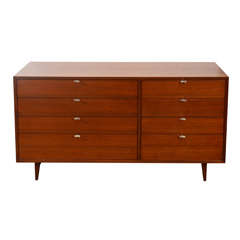 George Nelson walnut dresser with chrome Y pulls