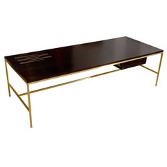 Ebony and Brass Coffee Table with Inlaid Pamela Sunday Tiles