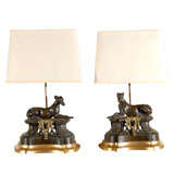 Pair of French Iron  Chenet Lamps