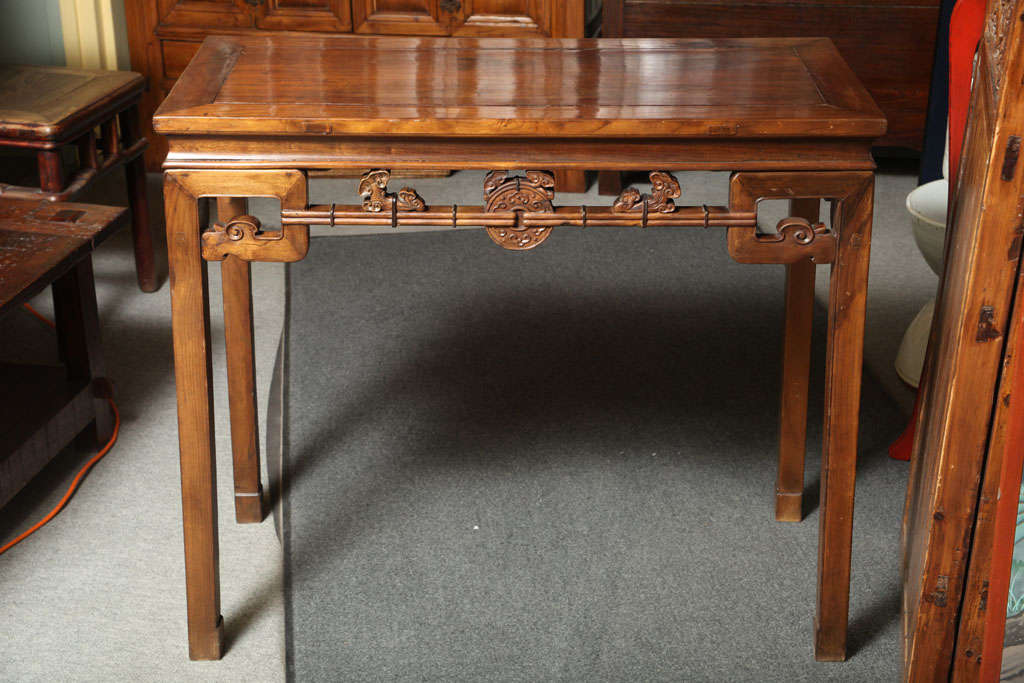 Intricately Carved Elmwood Console Table
