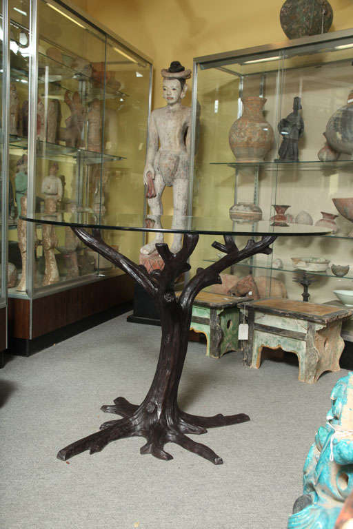 Contemporary Bronze Tree-Trunk Dining Table Base or Sculpture from Thailand In Excellent Condition In Yonkers, NY