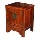 Antique Shanxi Style Elmwood Bedside Cabinet With Traditional Brass Hardware Circa 1900