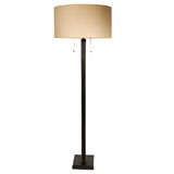 Leather and brass floor lamp wrapped