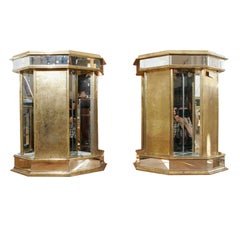 Pair brass/mirror Dining Table bases or Decorative Plinths