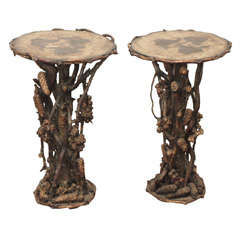 Antique Pair of Rustic Twig Tables