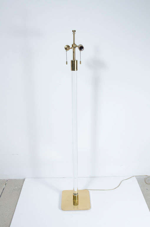 Mid-20th Century Glass Rod and Brass Floor Lamp by Hansen