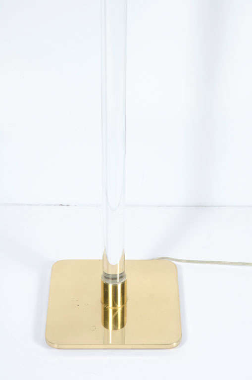 Mid-Century Modern Glass Rod and Brass Floor Lamp by Hansen