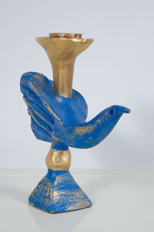 French Gilt Bronze Dove Candlestick by Pierre Casenove for Fondica For Sale 3