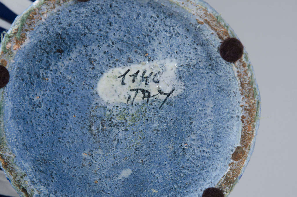 Tall Blue Geometric Designed Ceramic Vase by Bitossi For Sale at 1stDibs