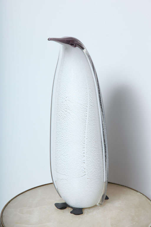 Italian Murano glass penguin lamp