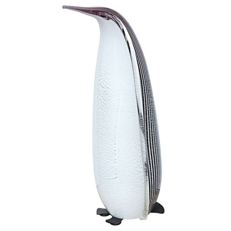 Murano glass penguin lamp