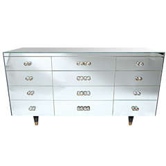 A 12 draw mid-century mirrored chest