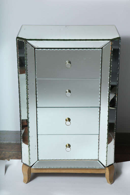 Art Deco French Beveled Four Drawer Chest