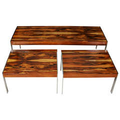 Merrow & Associates Rosewood and chrome nest of coffee tables