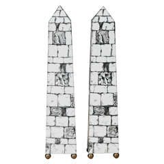 Pair of Lamps of Obelisk Form by Atelier Fornasetti