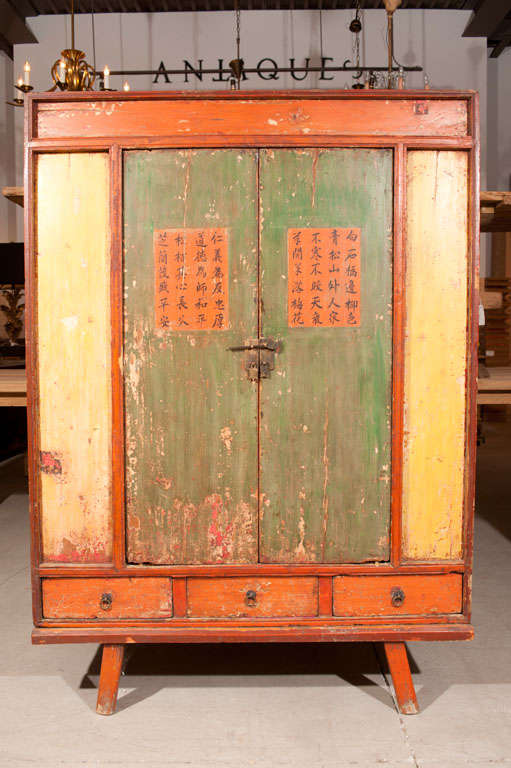 Folk Art Antique Chinese Pantry Cupboard  For Sale