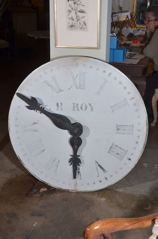 Authentic 19th century clock face from a Church in Amiens, France. Made from lava stone. Hands of clock are original.