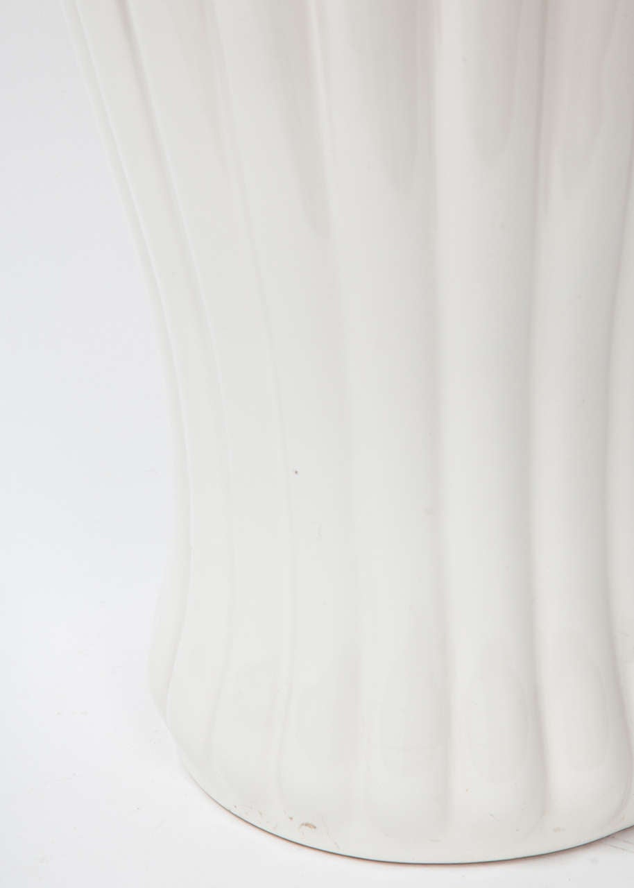 Glazed Vase by Ewald Dahlskog, Mid-Century Scandinavian, Tall White Vase, circa 1940