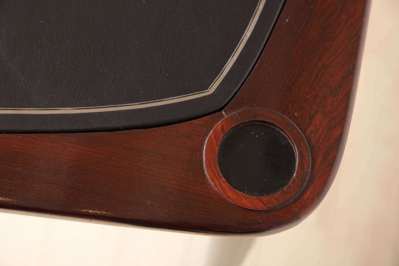 Solid Rosewood Games Table with Leather Top designed by Sergio Rodrigues 2