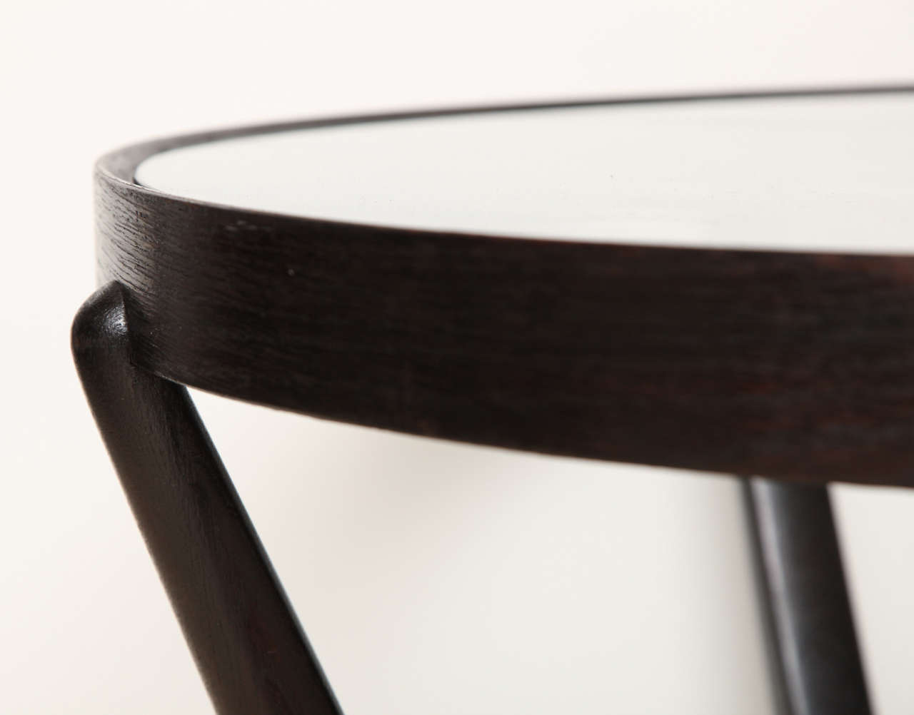 Mid-20th Century Pair of Jindrich Halabala Round Oak Tables with Glass Tops circa 1940