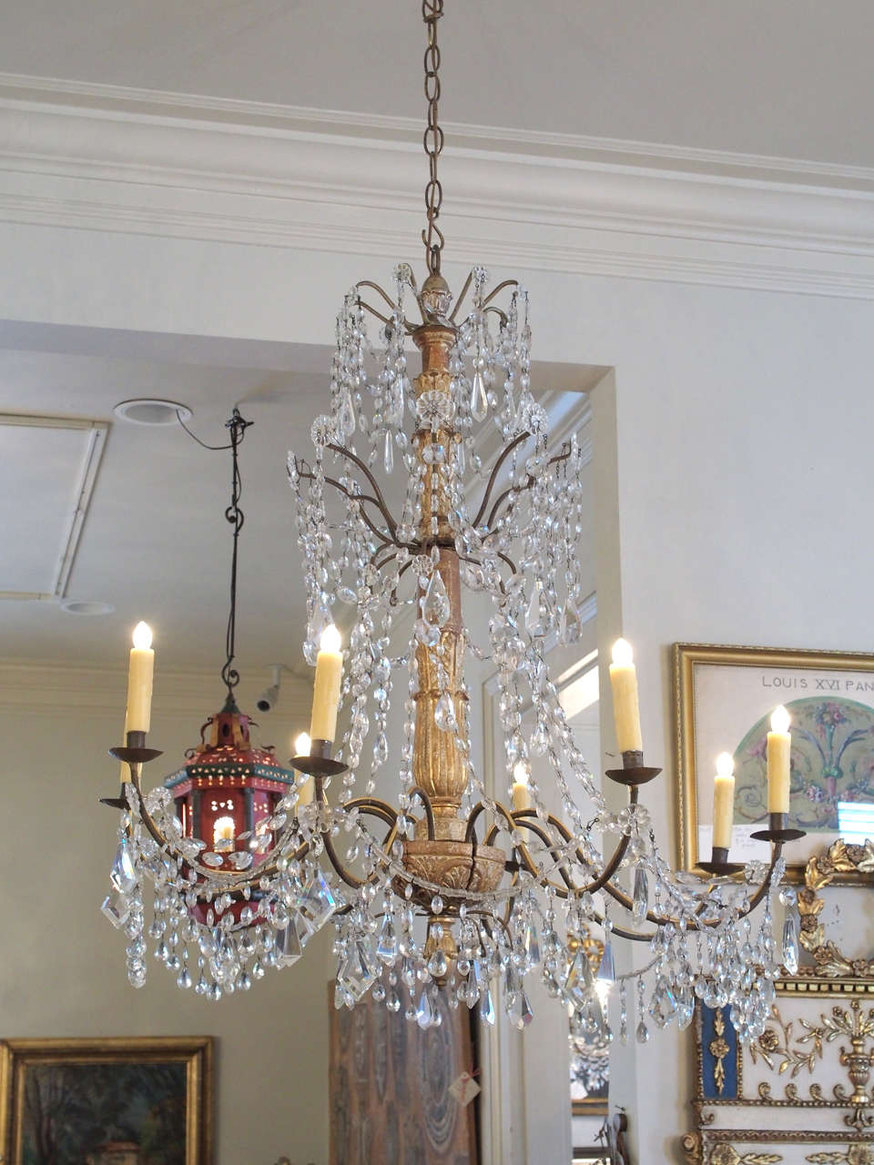 19th Century Giltwood and Crystal Genoa Chandelier