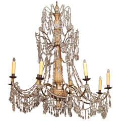 Antique 19th Century Giltwood and Crystal Genoa Chandelier