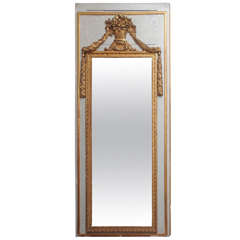 Tall Early 19th Century Louis XVI Style Mirror with an Urn and Garland Ropes