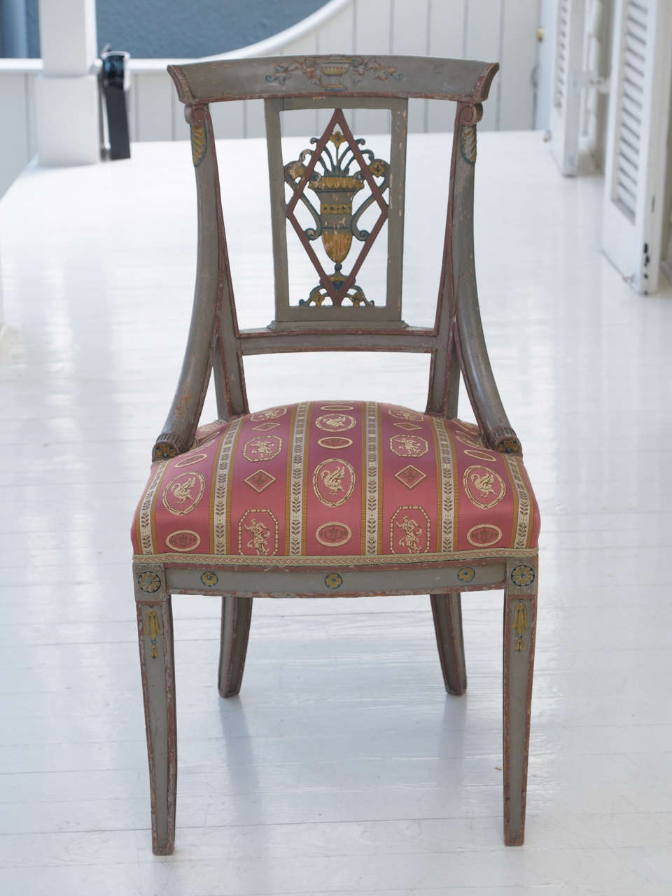 French Pair of Painted Empire Chairs For Sale