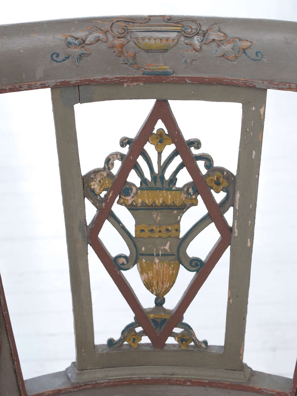 19th Century Pair of Painted Empire Chairs For Sale