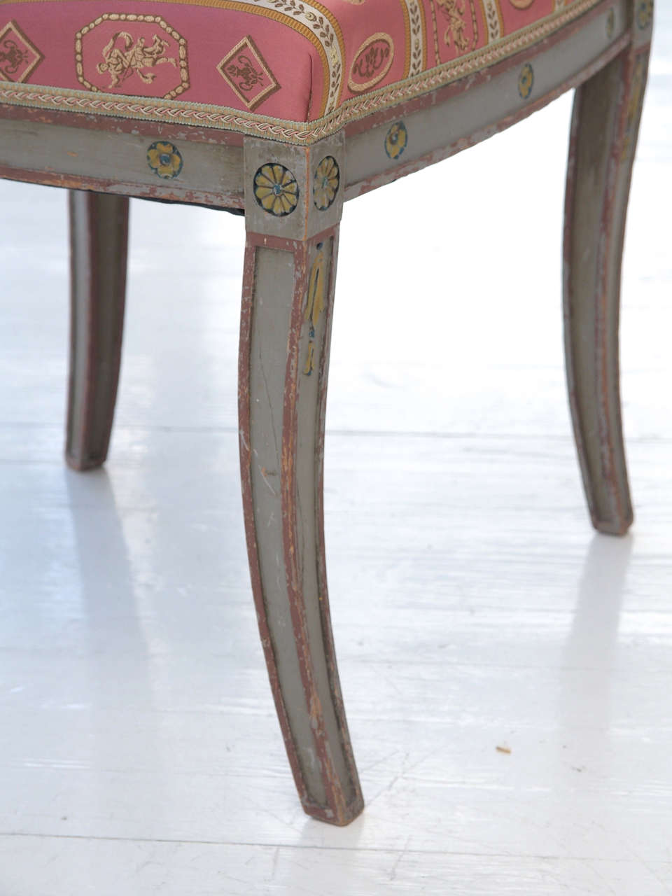 Pair of Painted Empire Chairs For Sale 2