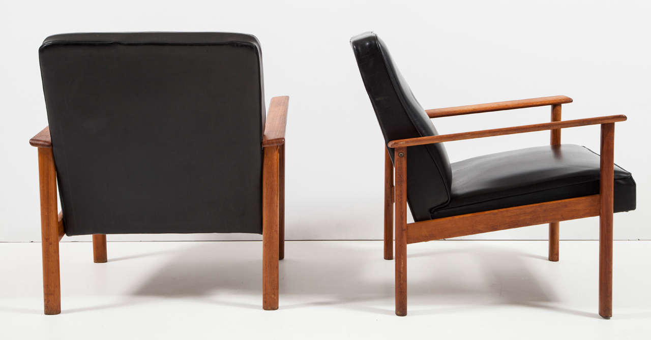 Mid-20th Century Danish Modern Armchairs in Black, Pair