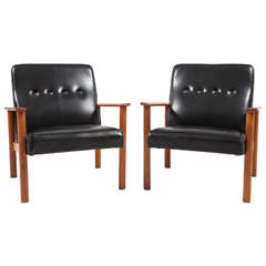 Danish Modern Armchairs in Black, Pair