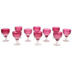 Set of Ten English Ruby Glasses