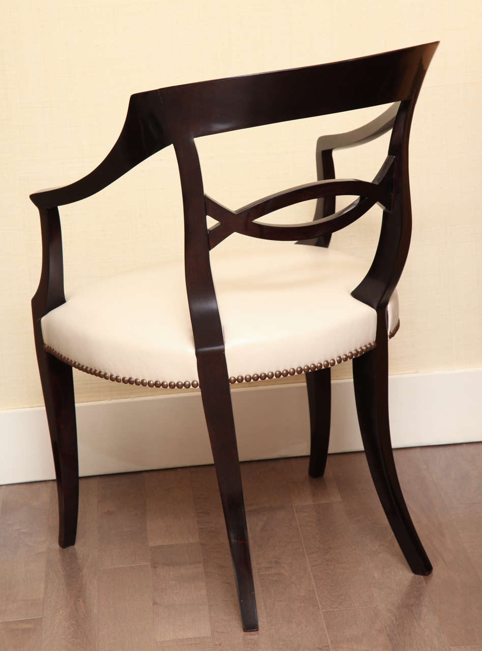 Art Deco Mahogany Side Chair with Leather Seat, circa 1940