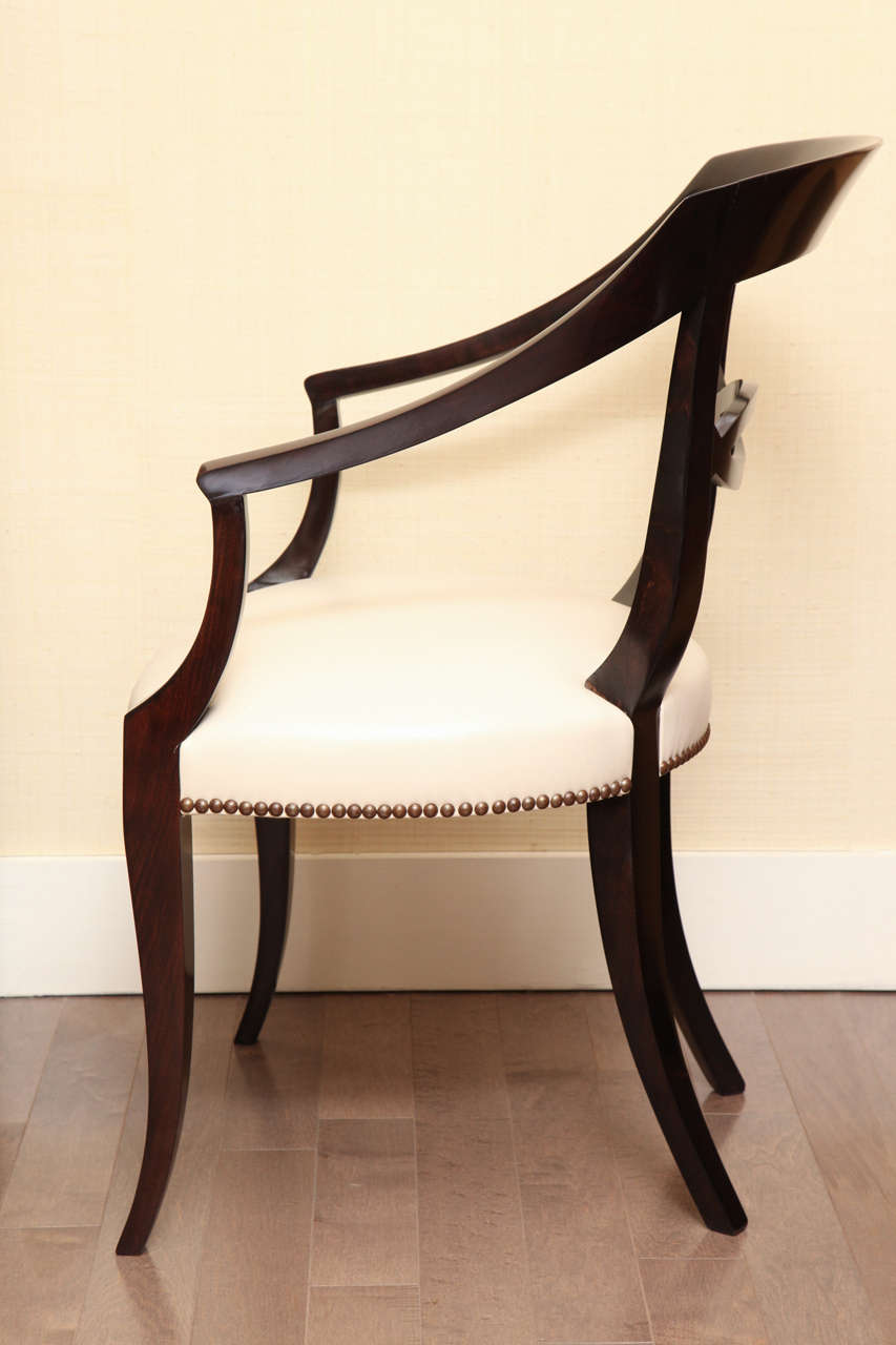 American Mahogany Side Chair with Leather Seat, circa 1940