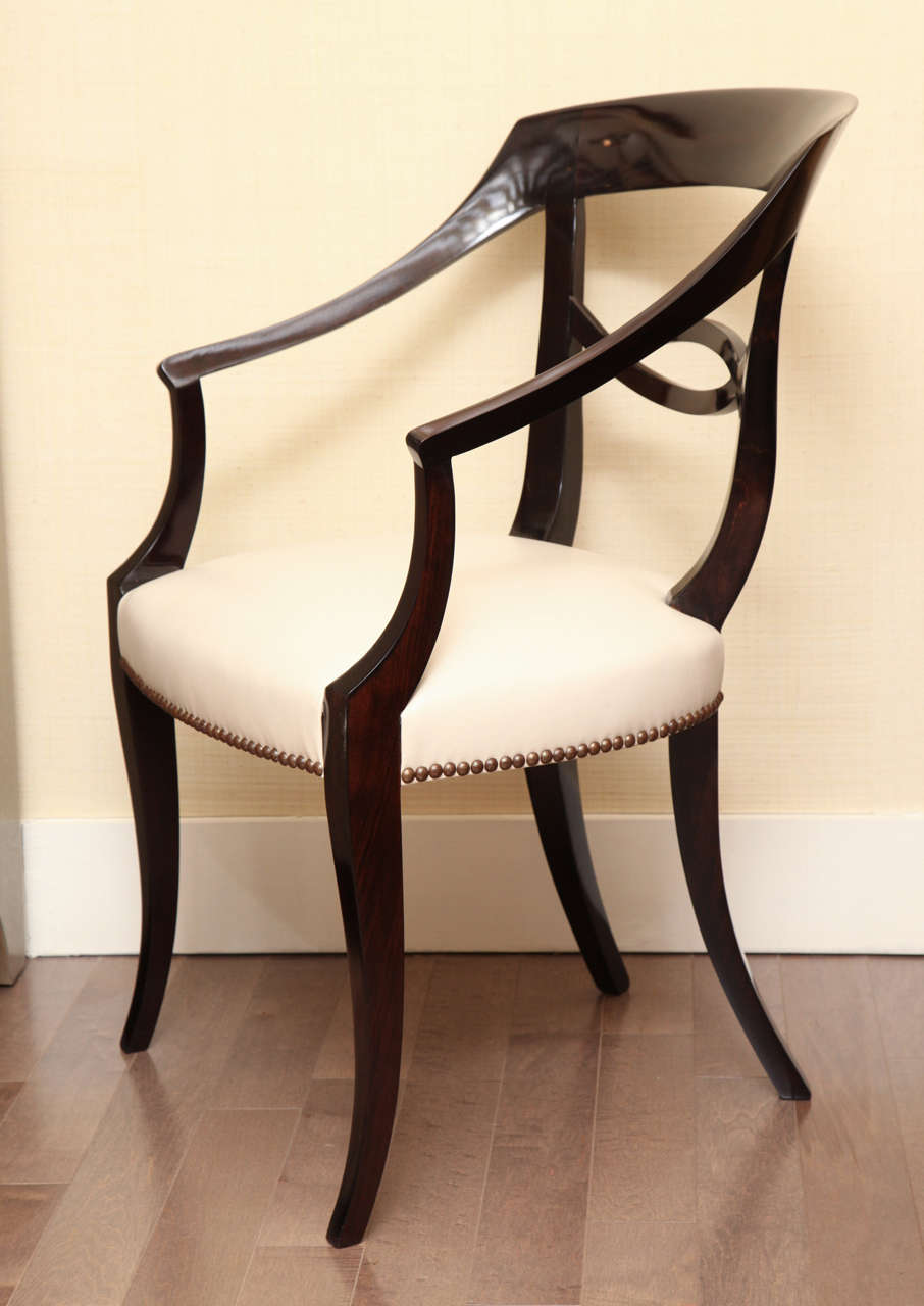 Mahogany Side Chair with Leather Seat, circa 1940 In Excellent Condition In New York, NY